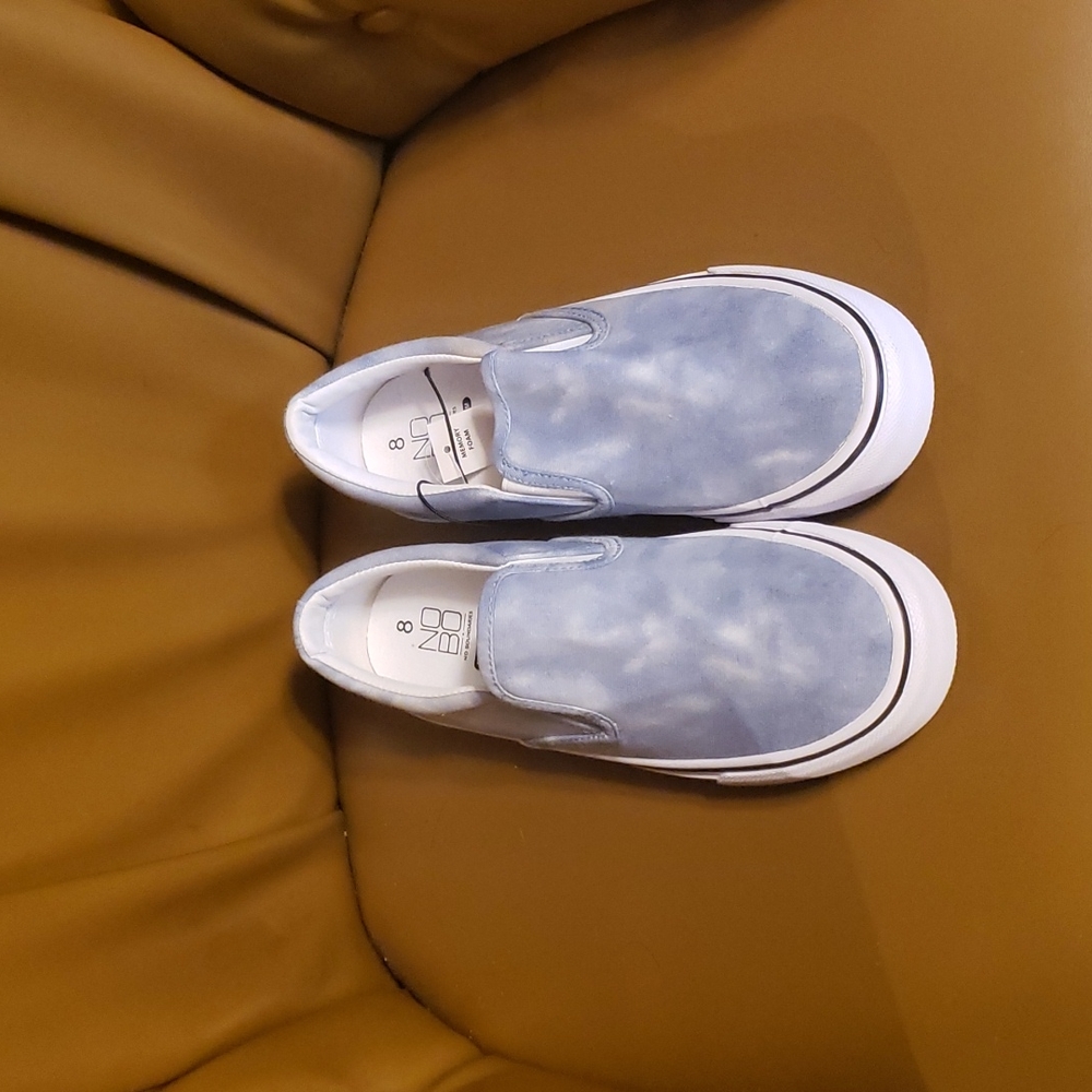 Blue tie dye slip on shoes
